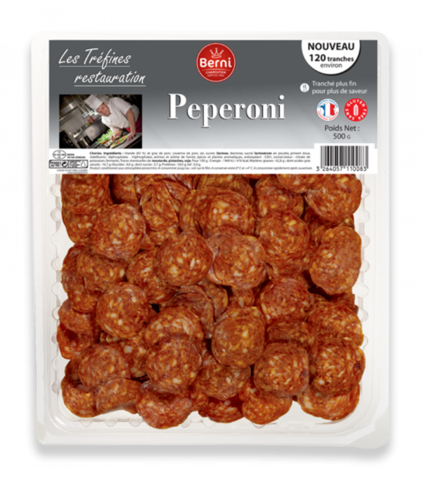 Achat en ligne PEPERONI TRANCHE BARQUETTE 500G BERNI sur cash-alimentaire.com
