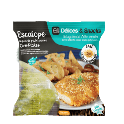 ESCALOPE POULET CUITE CORNFLAKES DELICES & SNACKS à prix grossiste sur cash-alimentaire.com