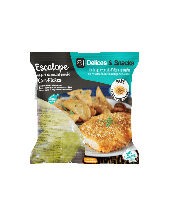 ESCALOPE POULET CUITE CORNFLAKES DELICES & SNACKS à prix grossiste sur cash-alimentaire.com