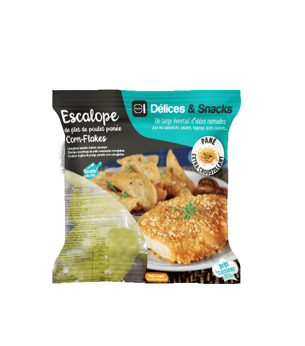 ESCALOPE POULET CUITE CORNFLAKES DELICES & SNACKS à prix grossiste sur cash-alimentaire.com