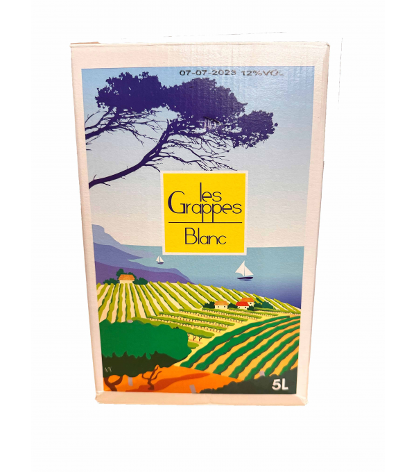 Achat en ligne VIN D ESPAGNE BLANC BIB 5L LES GRAPPES sur cash-alimentaire.com