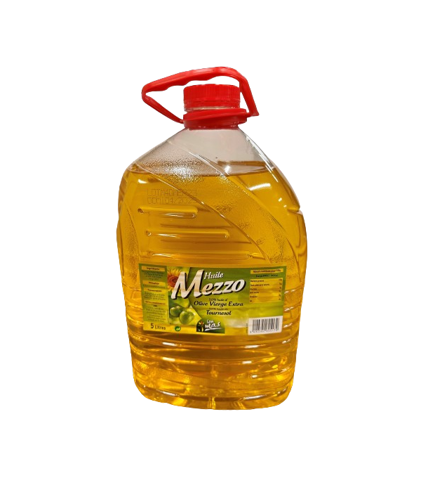 Achat en ligne HUILE MEZZO BIDON PVC 5L 50% TOURNESOL / 50% HUILE D OLIVE LOU MAS sur cash-alimentaire.com