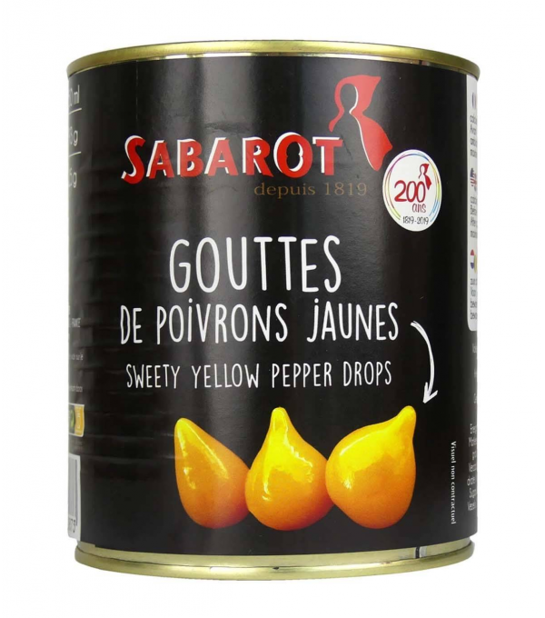 Achat en ligne GOUTTE DE POIVRON JAUNE BOITE 4/4 SABAROT sur cash-alimentaire.com