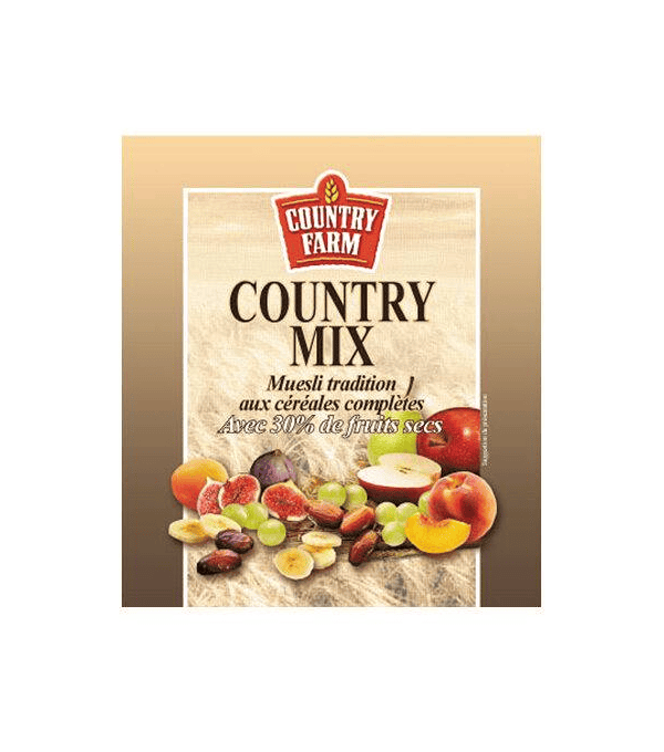 Achat en gros MUESLI 30% FRUITS COUNTRY MIX BOITE 1KG sur cash-alimentaire.com