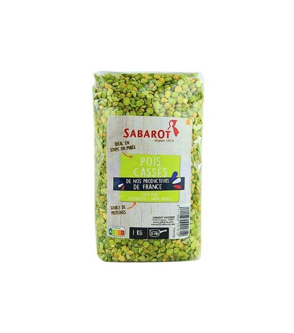 Achat en ligne POIS CASSES VERTS SACHET 1KG SABAROT sur cash-alimentaire.com