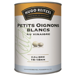 Boîte de 5/1 oignons au vinaigre blanc Hugo Reitzel, format professionnel, disponible à Nice et en livraison France.