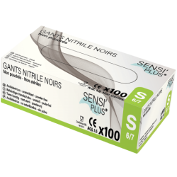 Gants nitrile noir taille S boîte de 100 non poudrés – Global Hygiène