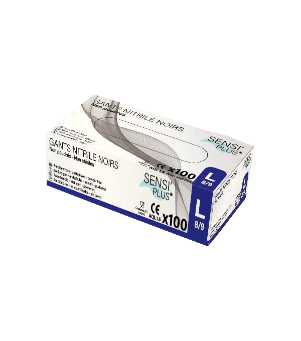 Gants Nitrile Noir Taille L Boîte de 100 Non Poudrés – Global Hygiène