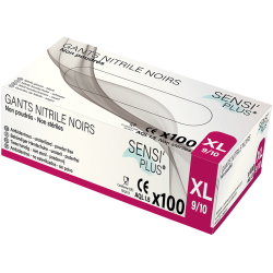 Gants nitrile noir taille XL boîte de 100 non poudrés – Global Hygiène
