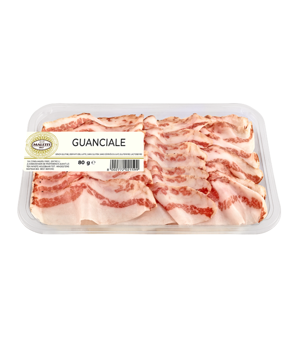 Guanciale tranché Maletti 80g – charcuterie italienne affinée 90 jours