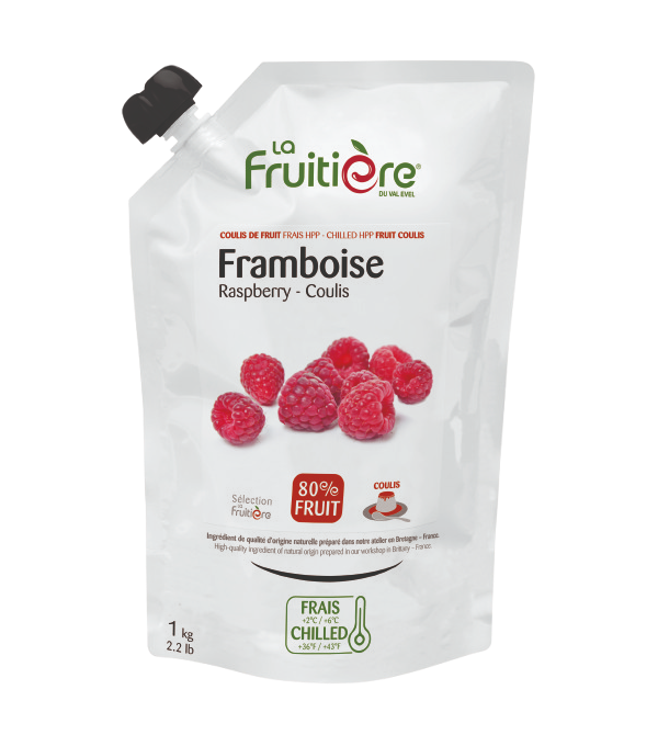 Coulis de framboise frais La Fruitière 1kg – préparation dessert aux fruits
