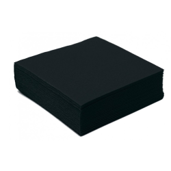 Serviettes Tendance noires 38 x 38 cm en ouate microgaufrée – carton de 400 unités Nappage Moderne
