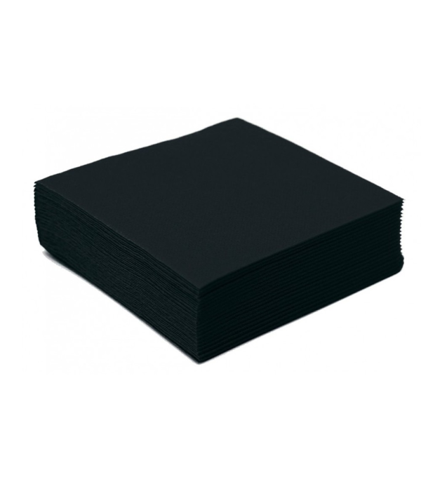 Serviettes Tendance noires 38 x 38 cm en ouate microgaufrée – carton de 400 unités Nappage Moderne
