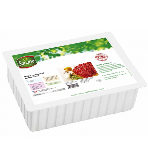 VIANDE HACHEE TRADITION 15%MG PUR BOEUF 750GR X 2U VBF LA BARQUETTE 1.5KG VIANDE HACHEE TRADITION 15%MG PUR BOEUF 750GR X 2U VBF LA BARQUETTE 1.5KG