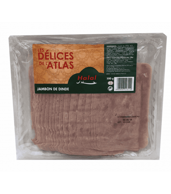 JAMBON DE DINDE HALAL 20 TRANCHES 500GR JAMBON DE DINDE HALAL 20 TRANCHES 500GR