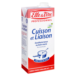 Crème liquide légère UHT 12% Elle & Vire 1L x6 – cuisson et liaison