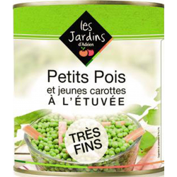 PETITS POIS EXTRA FINS ET CAROTTE JARDINS ADRIEN au prix de gros - cash-alimentaire.com
