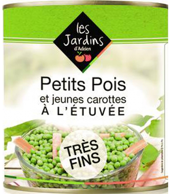 PETITS POIS EXTRA FINS ET CAROTTE JARDINS ADRIEN au prix de gros - cash-alimentaire.com
