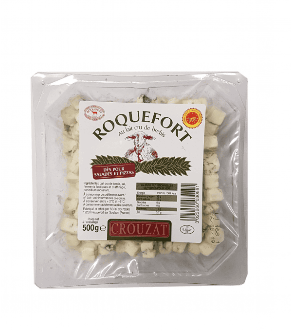 ROQUEFORT EN DES 31% MG BARQUETTE 500GR ROQUEFORT EN DES 31% MG BARQUETTE 500GR