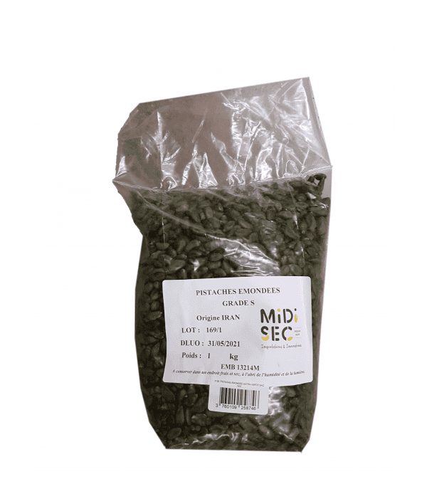 Pistaches vertes émondées Iran Midi Sec 1kg – pistache pâtisserie premium