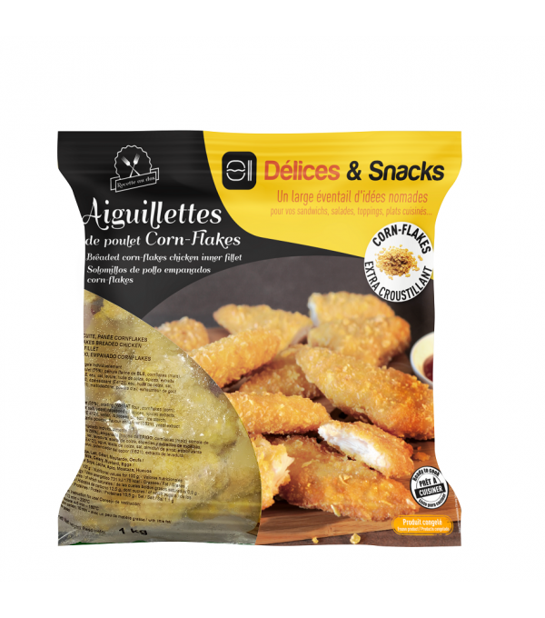 AIGUILLETTE POULET PANE CORNFLAKES HALAL DELICES & SNACKS - prix grossiste - cash-alimentaire.com
